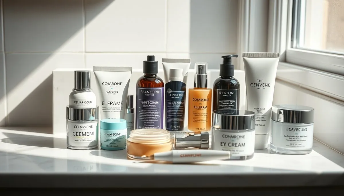 Selección de productos para contorno de ojos: cremas y sérums anti-edad recomendados por expertos Colección de cremas para contorno de ojos de diferentes marcas premium
